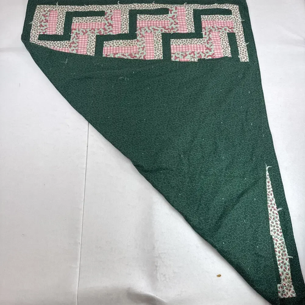 Vtg Patchwork Green Pink Quilt Throw 56” X 41” Handmade Watermelon Camarillo, CA